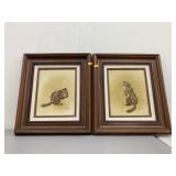 Pair of framed, signed chipmunk paintings