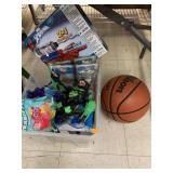 Box of Toys and Basketball