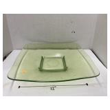 Vntg green art glass platter