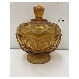 Vntg L.E. Smith amber Moon & Stars candy dish