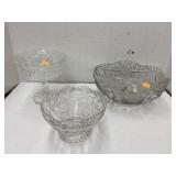 Crystal compote, bowl, & fruit bowl