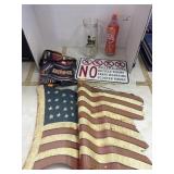 Metal Flag, Purdue Glass, Misc Lot