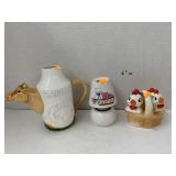 Chicken S&P Shakers, Cat Candle, Cow Pitcher