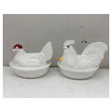 Vintage Westmoreland milk glass chicks on nest