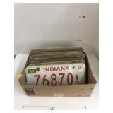 Box of Vintage Indiana License Plates