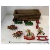 Wooden Ornaments and Blue Label Box