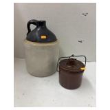 Whiskey Jug & Stoneware Crock