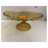 Amber Glass Cake Plate