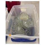Tote w/ Vintage Clear Glass Misc