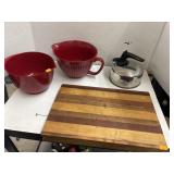 Cutting Bowl, Tea Kettle, Mixing Bowls Lot