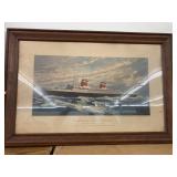 Vntg framed steamship print (31ï¿½ x 20ï¿½)