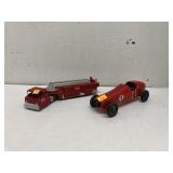 Midgetoy metal fire truck & pine box derby car