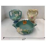 Hill Vase, Roseville USA Vase (chip?), and