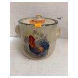 Rooster Bean Pot / Cookie Jar Stoneware - handle