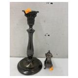 Vntg silver plated candle holder & salt shaker