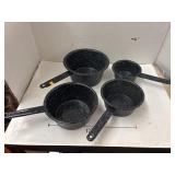 Speckled Enamelware Saucepans