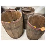 3 cnt Vtg Wooden Primitive Wire Banded Nail Keg