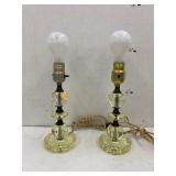 Pair of Vntg MCM glass stacked ball lamps