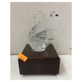 Hand blown glass swan on base