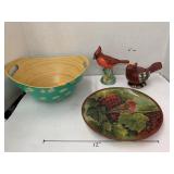 2cnt Bird Decor and Plate, and Bowl