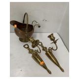 2cnt Metal Candle Holders and Copper Dish