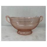 Pink Glass Bowl with handles