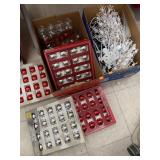 2 boxes of ornaments and Lights