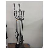 Wrought Iron Chrome Fireplace Tools Set