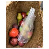 Bag and fake fruit