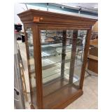 Curio Cabinet w/ Glass Shelves & Light, Mirrored
