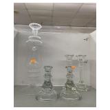 4cnt Glass Candle Holders and Vase