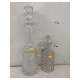 Vntg cut glass cruet & Waterford Crystal decanter