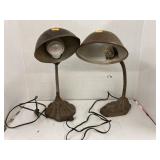 Vntg cast iron base desk lamps