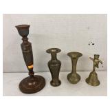 Brass pieces & copper plated candlestick