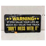 Metal Warning license plate