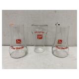 3- Vntg Upside down 7up Uncola glasses