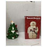 Christmas Tree and Snowman Cookie Jar
