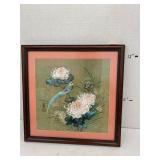 Bird on Flower Framed Decor