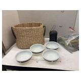 Vintage Corning Bowls, Basket, Misc Lot
