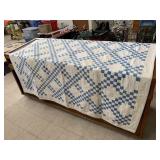 Blue and White Quilt, Some Stains