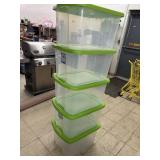 Clear Totes w/ Green Lids