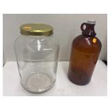 Amber Glass Bottle & Glass Jar