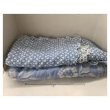 2cnt Blue and White Blankets - stained