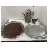 Pewter Trays and Pitchers