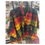 Vintage Wool Plaid Poncho Coat
