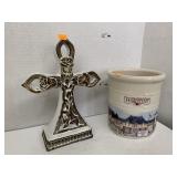 Longaberger Crock, Cross Decor, Bird Decor