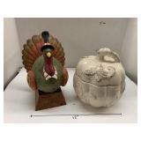 Pumpkin Dish and Turkey Decor