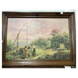 Framed, signed painting ï¿½The Old Oaken Bucketï¿½