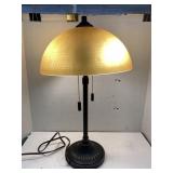 Amber glass shaded desk lamp