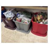 3 Totes w/ Misc Christmas Decor